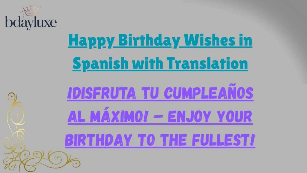 Happy Birthday Wishes in Spanish with Translation